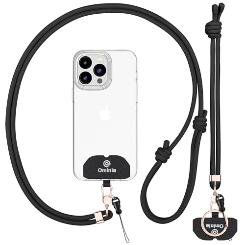 Image of Universal Phone Lanyard Strap: Adjustable Cell Phone Lanyard Crossbody with Phone Wrist Strap & Phone Tethers, Black, Adjustable