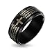 Imagen de Bling Jewelry Anillo Giratorio Personalizado Unisex Religioso Padre Nuestro Cruz Para Hombres Mujeres Adolescentes Negro Tono Plateado Acero Inoxidable Grabado Personalizado