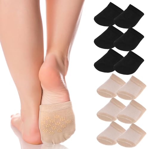 Women's Toe Socks for Mules, Half Socks for Women, Grip Socks No Show Liner Half Socks, Non Slip Hidden Toe Covers Socks Seamless Toe Socks Toe Toppers Liner, 6 Pairs