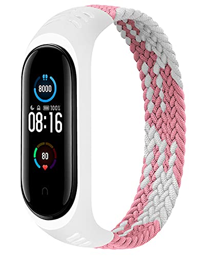 コンパチブル Xiaomi band 7/6/5/4/3 バンド ブレイデッドソロループ シャオミ スマートバンド 編組バンド スポーツバンド 交換ベルト 柔らかいシリコーン糸混紡リサイクルヤーン素材 耐衝撃 防汗 Xiaomi Smart Band 交換用弾性ストラップ