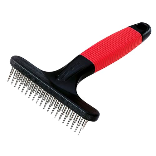 Ferplast Pettine per Cani e Gatti 2 in 1 Pelo Medio e Lungo, Denti Rotanti Arrotondati Anti-Irritazione e Manico Antiscivolo