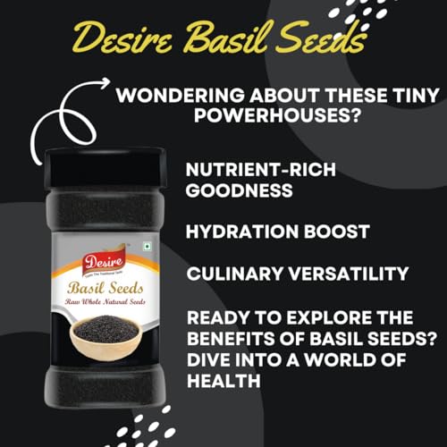 Image of Desire Basil Seeds 250 Gram |Tukmaria Seeds | Sabja Seeds | Seeds for Eating.