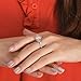 Fashion Ring Set, White Gold Engagement Rings for Women Vintage 14K with 5ct 6 Claws Solitaire Moissanite Size 8