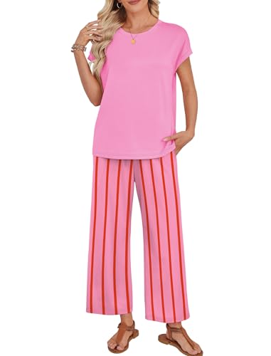 Image of WIHOLL Two Piece Sets for Women Summer Spring Outfits Lounge Sets Beach Vacation Clothes Airport Travel Matching Clothing