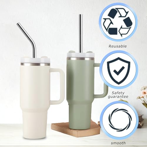 Luxoraiova 6 Stück Wiederverwendbare Edelstahl Strohhalme 31cm für Stanley Cup 30oz/40oz – Lebensmittelechte 304 Metall Trinkhalme mit 1 Reinigungsbürsten, Spülmaschinenfest & Umweltfreundlich