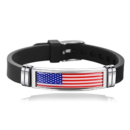 COMTRUDE National Flag Bracelets for Men Adjustable Silicone Wristband Bracelet for Patriotic Holiday Activity Gifts for Women Teen Girls and Boys