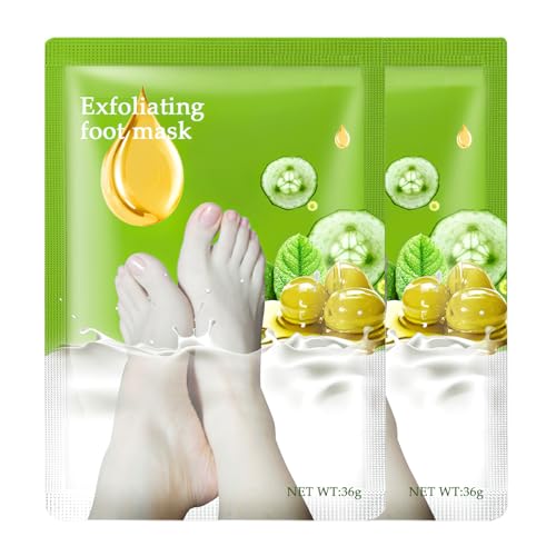 2 Paar Fußmaske, Hornhaut Socken für weiche Füße – Fussmaske zur effektiven Entfernung von Hornhaut an Fersen und Fußhaut mit natürlichen Inhaltsstoffen wie Apfelsäure & Milchsäure.