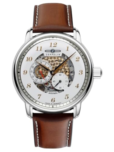 Zeppelin 8658-1 Montre automatique homme argentée et son bracelet cuir marron classique