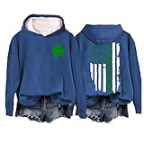 DGZTWLL - playera para mujer, diseño de la bandera americana, diseño de trébol de San Patricio, diseño de la bandera americana, con capucha, Camisa B1-blue-st Patricks Day, 3XL