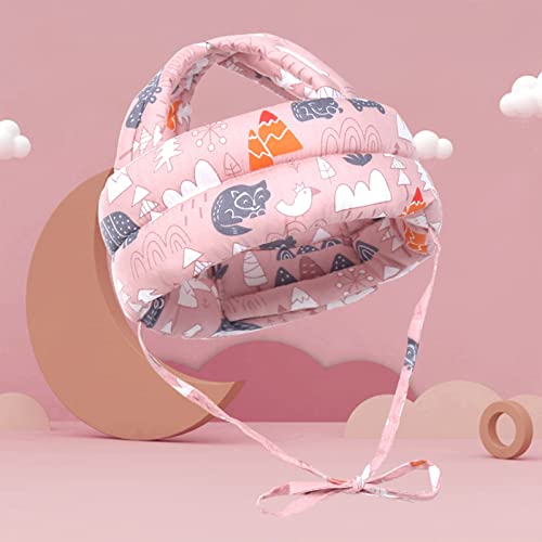 Image of Baby Safety Toddler Helmet, Adjustable Infant Helmet Head Protector, Soft Head Guard for Crawling Walking, Baby Bumper Protection Hat Cushion Pillow, Kids Anti-Fall Safety Cap for Playing (Pink)