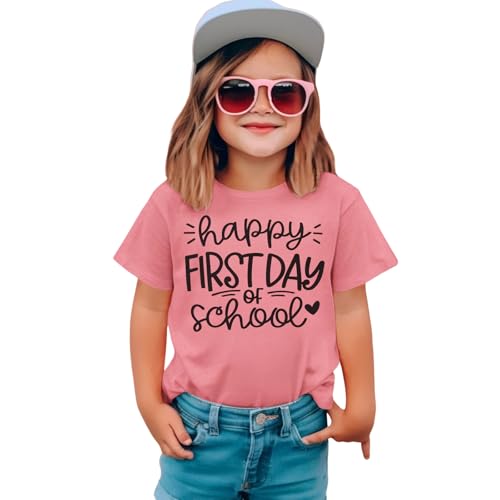 Image of Girls Boys Happy First Day of School Shirts Kid Back to School T-Shirt Kindergarten 1st 2nd Grade Outfits Tees Tops