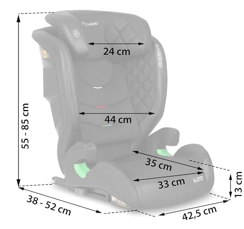 Nukido Kindersitz Kinderautositz 15 Bis 36 kg Autositz Für Kinder 4 Bis 12 Jahren ISOFIX Kopfstützenverstellung Neigungsverstellung Louis (Schwarz)