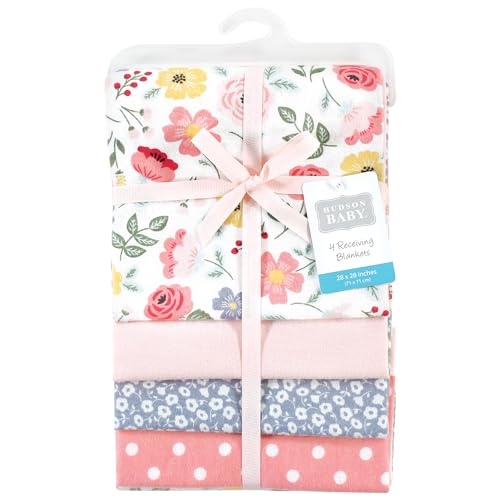 Image of Hudson Baby Unisex Baby Cotton Poly Flannel Receiving Blankets, Modern Botanical, One Size