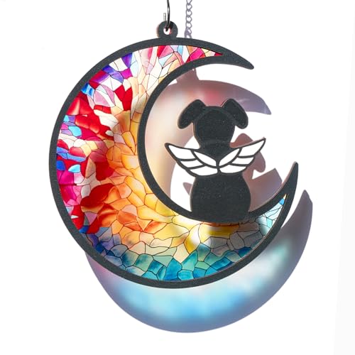 Tubuui Dog Memorial Suncatcher, Dog Memorial Gifts for Loss of Dogs, Custom with Name Date Pet Sympathy Gifts for Grief Puppy Lovers, Personalized Pet Remembrance Ornaments for Window Hanging