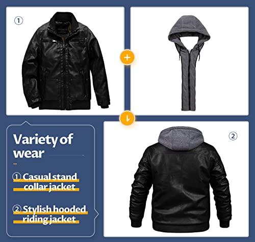 Image of Boy's Faux Leather Jacket Windproof Warm Winter Coat Kids Bomber Outerwear Waterproof PU Motorcycle Jacket
