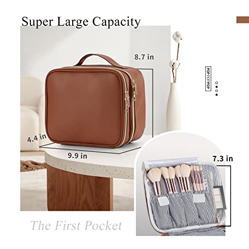 Stagiant-Large-Makeup-Bag-Double-Layer-Makeup-Case-with-Dividers-Makeup-Organizer-Bag-Cosmetic-Train-Case-for-Travel-Makeup-Brushes-Palettes-Sponge-Toiletries-Vintage-Brown