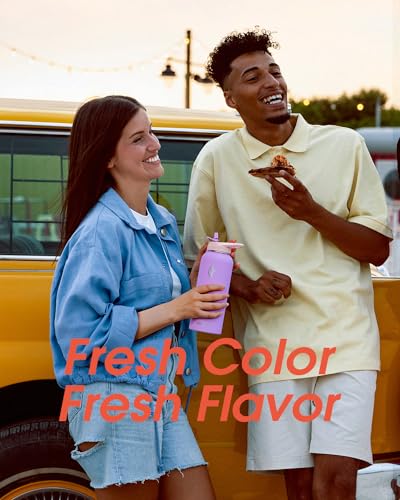 Image of Coolflask 40 oz Water Bottle Insulated with PU Leather Sleeve & 3 Lids