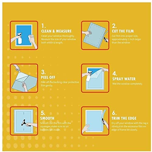 Lavoup Window Film Privacy Stained Static Cling Glass Film 3D Decorative Colorful Glass Window Sticker Heat Control Anti Uv For Bathroom Kids Room Sliding Door 35.4 X 78.7 Inch #TOP6