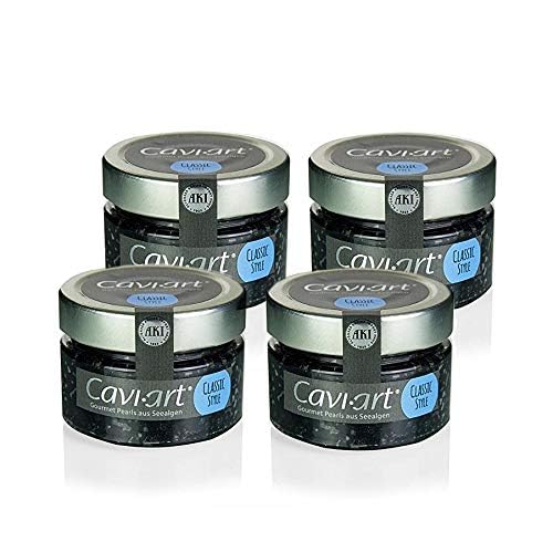 Cavi-Art Algen-Kaviar schwarz - 4 x 100g | veganer Kaviar, Feinkost