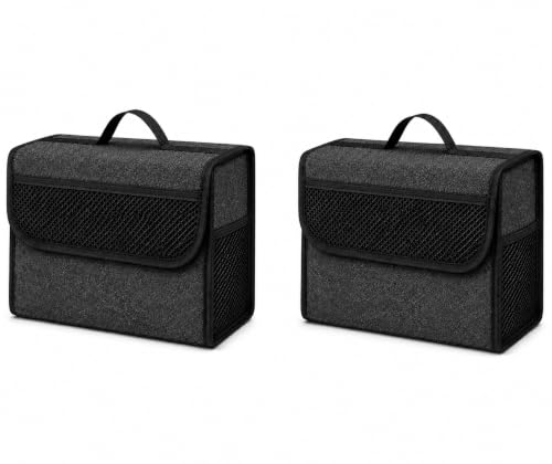 Image of JVCV 2 Pack - Car Trunk Boot Organizer, Car Storage and Organizer Anti Slip Car Accessories Organizer for Car, SUV, Sedan, Truck, Minivan Anti Slip Bottom | Front & Side Mesh Pockets (Small)