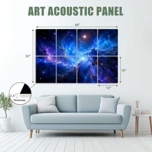 8 Pack Paneles Acústicos Decorativos que Absorben Sonido, Paneles para Pared Antiruido 48"x32" miniatura 2