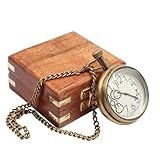🎁 Personalized Pocket Watch for Men – Vintage Gift Idea: Custom engraved brass pocket watch with chain – the perfect timeless gift for husband, father, boyfriend, groom, son, or grandpa. 🧳 Includes Leather Case & Wooden Gift Box: Comes with both a cl...