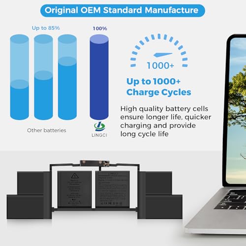 Image of A1707 Battery,A1820 Battery Replacement for MacBook Pro A1707 (2016, 2017) 15-inch A1820 EMC 3072 EMC 3162 (Upgraded High Performance 11.4V 78Wh 6667mAh)