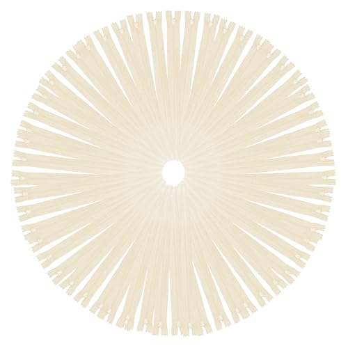 Mandala Crafts #3 Cream 10 Inch Invisible Zippers for Sewing, Bulk 100 PCs