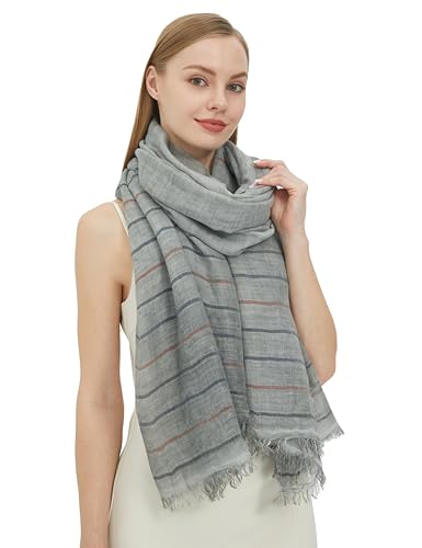 PANTONIGHT Fashion Scarf Wool Stripy Scarf Large Size Vintage Party Shawl for Women Lightweight Scarf
