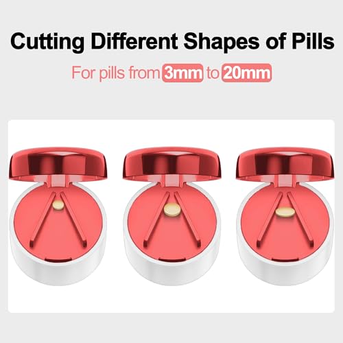 Image of DUBSTAR 3-in-1 Pill Crusher Pill Grinder, Pill Crusher Fine Powder with Brush, Pill Crushers for Elderly with Pill Cutter and Storage, Pill Cutter Splitter for Small or Large Pills (Red)