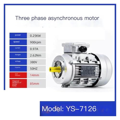 Moteur asynchrone triphasé 0.25kW YS7126 pour machine d'atelier