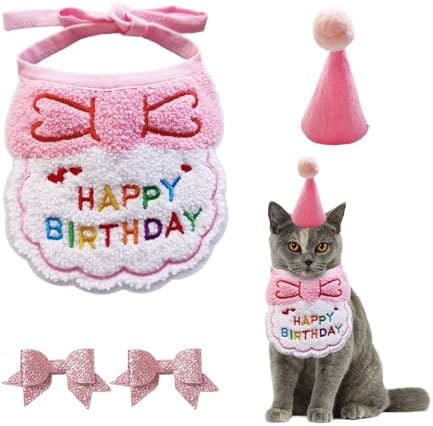 1 x Bib, 1 x Birthday Hat, 2 x Bowknot Hairpins, Puppy and Kitten...