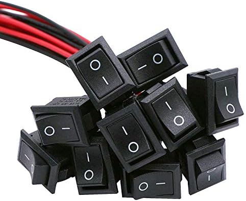 Taiss/10Pcs Rocker Switch ON/Off 2Pin Latching Square SPST Toggle Switch Snap with Wires KCD1-X-F