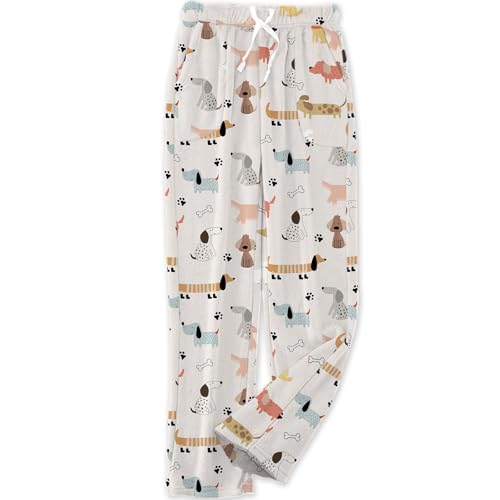 Cromoncent Women's Cozy Flannel Pajama Pants - Super Soft Plush Sleep & Lounge Wear with Drawstring Waist, XS-XXL