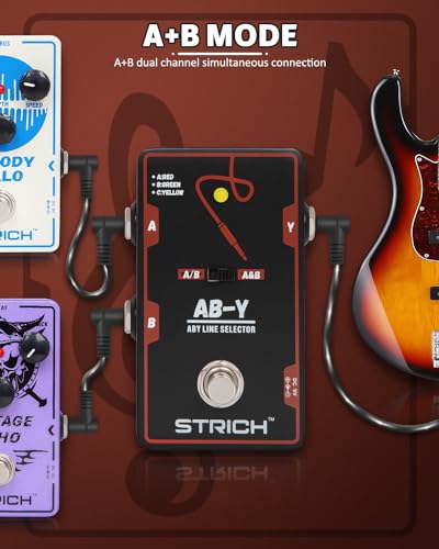 Image of STRICH Dual Channel ABY Guitar Pedal, Electric Guitar Box Line Selector, Versatile AB Switch, True Bypass for Electric Guitar, Red and Black