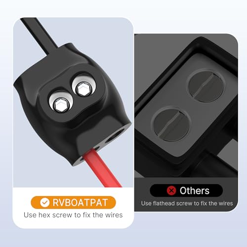 Image of RVBOATPAT 2 Port Insulated Splice Connector 2-14 Gauge Aluminum to Copper Wire Connectors 5 /32 inch Slotted Allen Hex Dual Entry Splice Electrical Connector