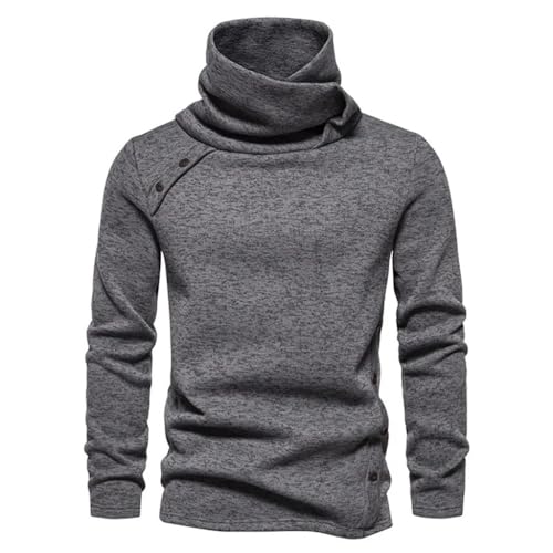 JSEIAJB Fall Winter Pile Neck Design Sweater for Men Casual Loose Single- Single-Breasted Sweater for Men