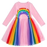 Rainbow Dresses for Girls 6-7 Long Sleeve Winter Tutu Dress Pink Fall Clothes for Kids