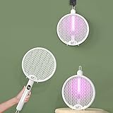 Elektrische Fliegenklatsche, Mosiller 2 in 1 Wiederaufladbar Elektrische Fliegenklatsche & 3000V Insektenvernichter, Tragbarer Mückenklatsche und UV Lampe, Wandbehang, Faltbar, Digitaler Bildschirm