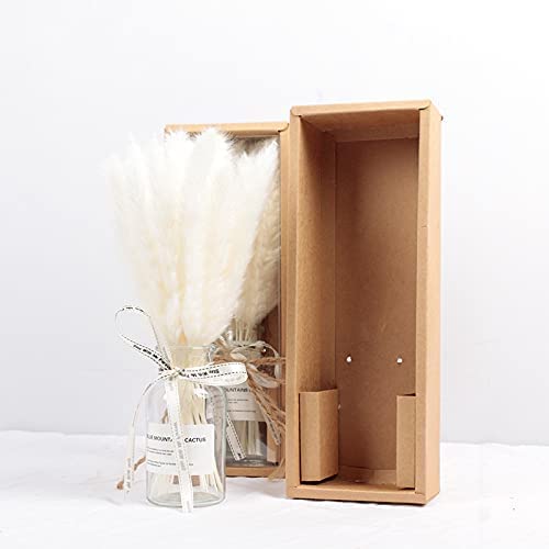 Dried Pampas Grass Decor Bouquet Of Short Natural Fluffy White Pampa In A Small Glass Vase In A Gift Box Nightstand Decor Boho Decor Desk Decor (White) Nightstand Decor #TOP3