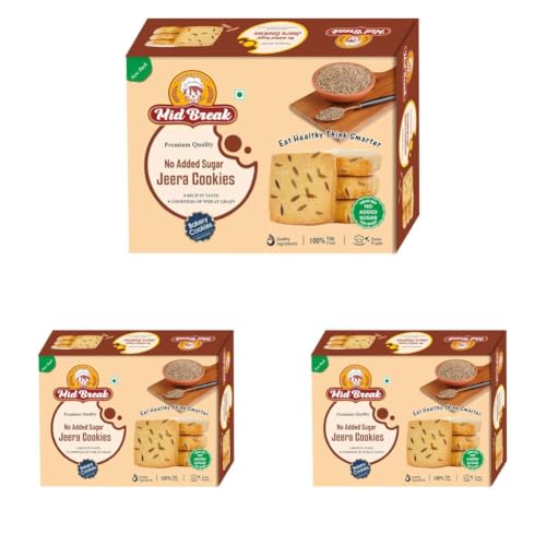 Image of Mid Break No Added Sugar Jeera Biscuits - 300gm (Pack Of 3) | High In Fiber, Gut-Friendly, Low Glycemic Index Biscuits With No Added Sugar | Tasty Cookies For Healthy Tea Snacking