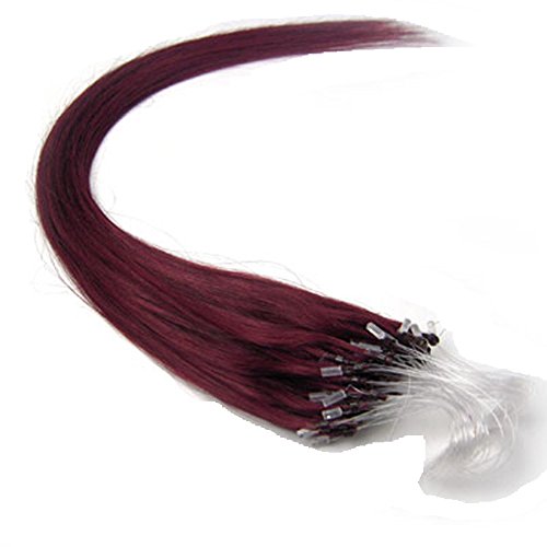 18 Inch Micro Ring Loops Beads Tipped Remy Real Human Hair Extensions (#Bug)