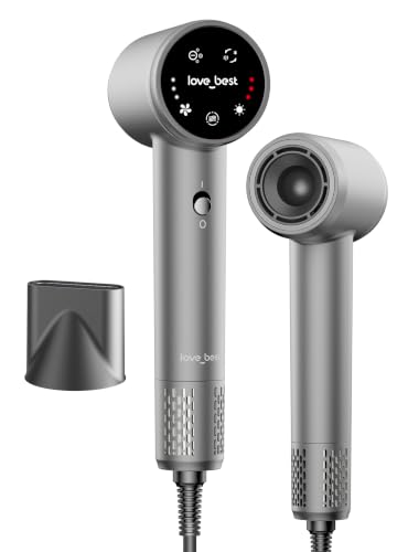 Image of Hair Dryer, High Speed Fast Drying Blow Dryer, Ionic Hair Dryer with 600M Negative Ions for Frizz Control, Smart Touch, Low Noise Lightweight Dryer with Magnetic Nozzle for Women, Men, All Hair Types