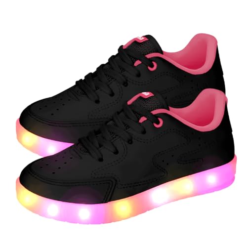 Tênis Infantil Kidy Hype Com Led Preto E Pink Escolar Escola Colegial Colégio Original Menina Femini