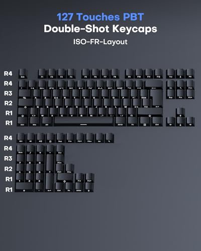 OMOTON Capuchons de Touches PBT en Français Cherry Profil, Noir – vue 2