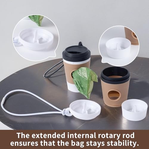 2-teiliger Hundekotbeutel Spender mit Kaffeetasse Design,Kotbeutelspender für Hunde,Produkte für Haustiere im Freien,Hundekotbeutel Halter，mit elastischem Lanyard