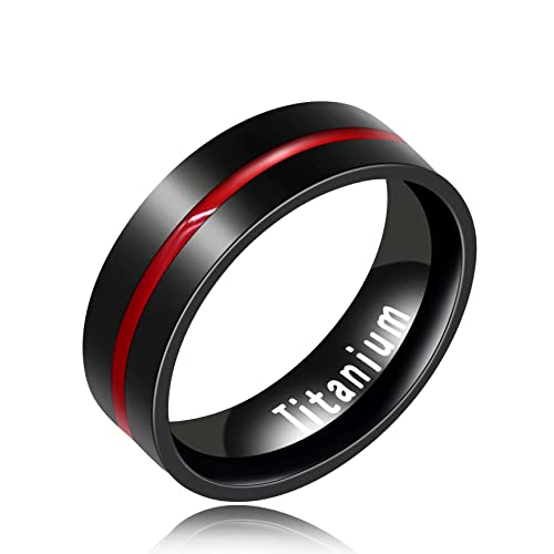 Black Titanium Steel Red Line LGBT Pride Ring for Gay & Lesbian Promise Engagement Wedding Bands Y1599