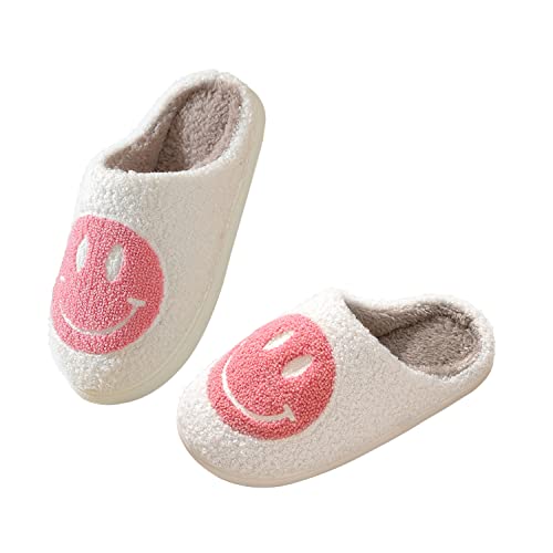 Smile Face Slippers for Women Happy face slippers Retro Soft Plush Warm Slip-on Slippers, Cozy Indoor Outdoor Slippers2