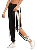 pantalon rayas negras y blancas Las mujeres deportes pantalones con bolsillo, y hay cercanía en ambos lados.