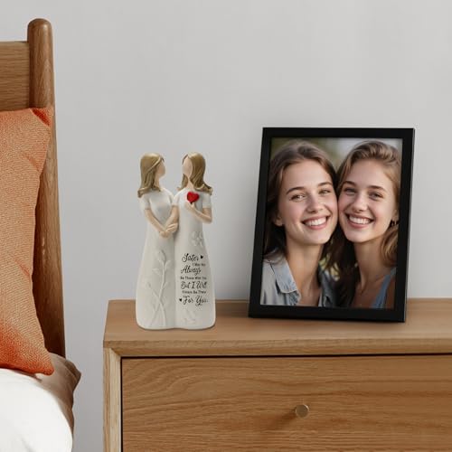 Sister Gift for Women Resin Sister Figurines for Women Bestie Friendship Christmas & Birthday Gift (White) - Image 5